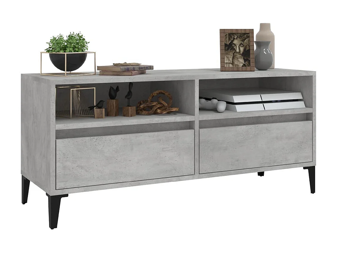 Simon-Pierre  Meuble TV gris béton 100x34,5x44,5 cm bois d'ingénierie