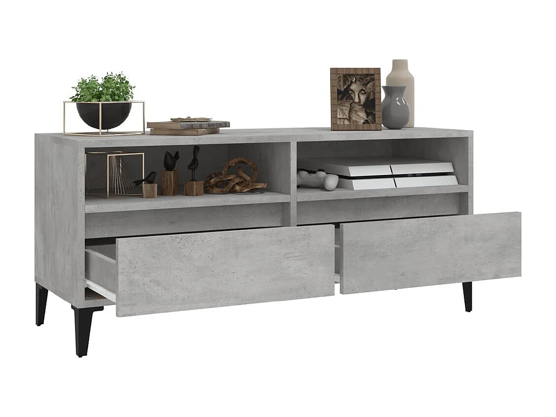 Simon-Pierre  Meuble TV gris béton 100x34,5x44,5 cm bois d'ingénierie
