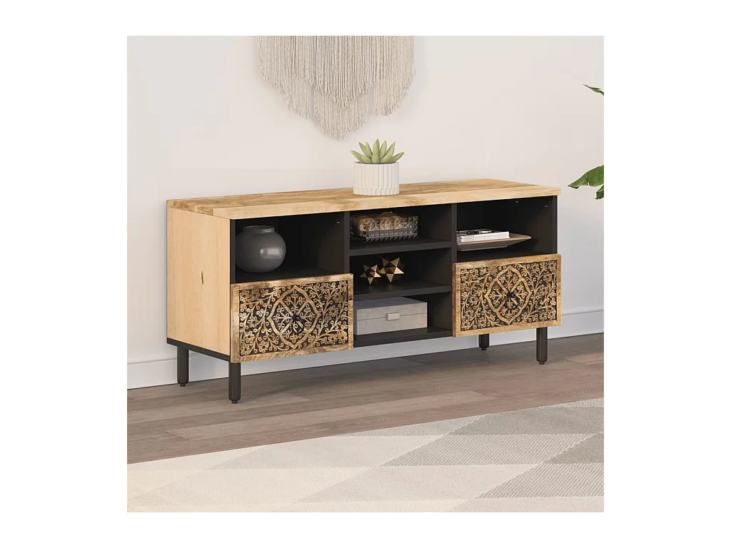 Garden Furniture -  Meuble TV 100x33x46 cm bois massif de manguier