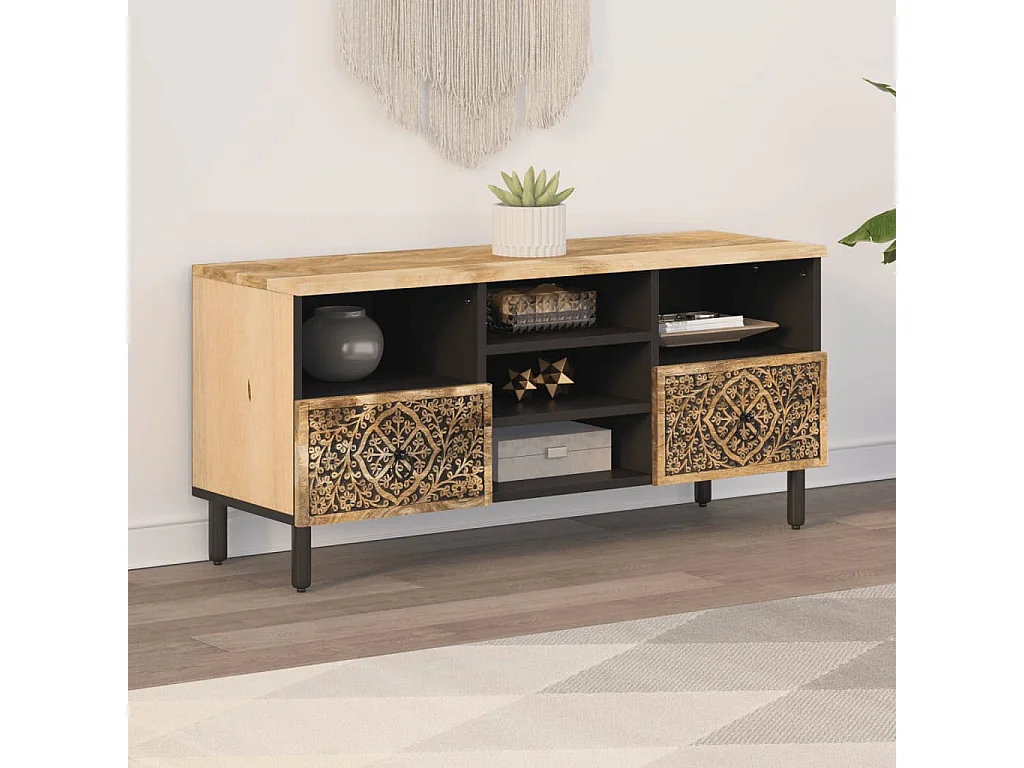 Garden Furniture -  Meuble TV 100x33x46 cm bois massif de manguier