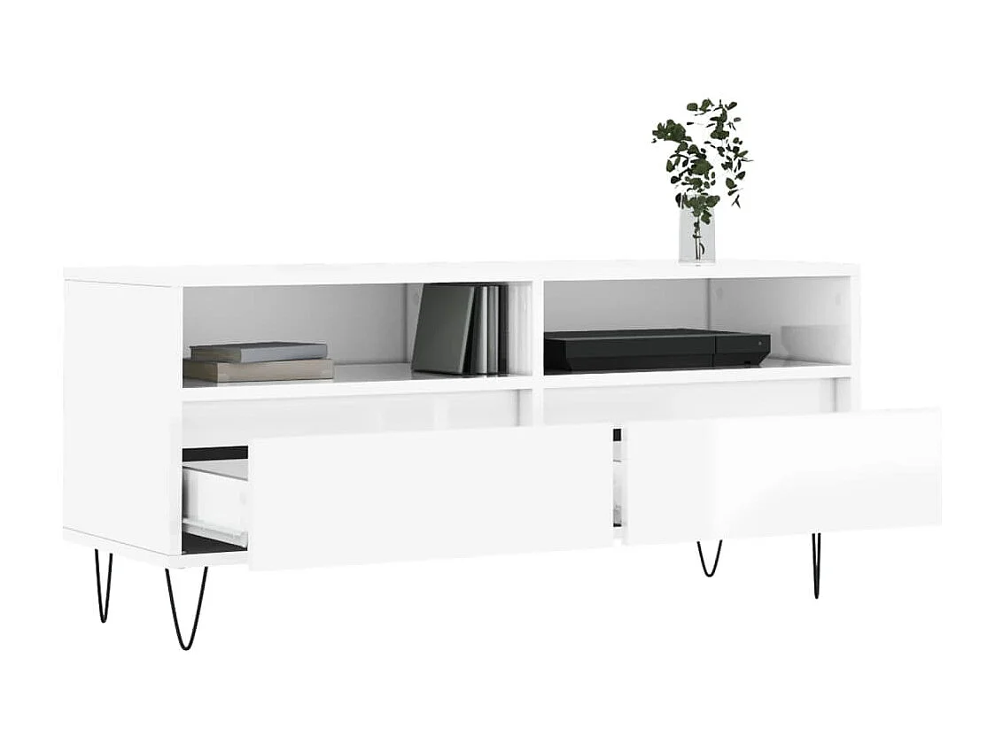 Xirin  Tv-meubel 100x34,5x44,5 cm bewerkt hout hoogglans wit