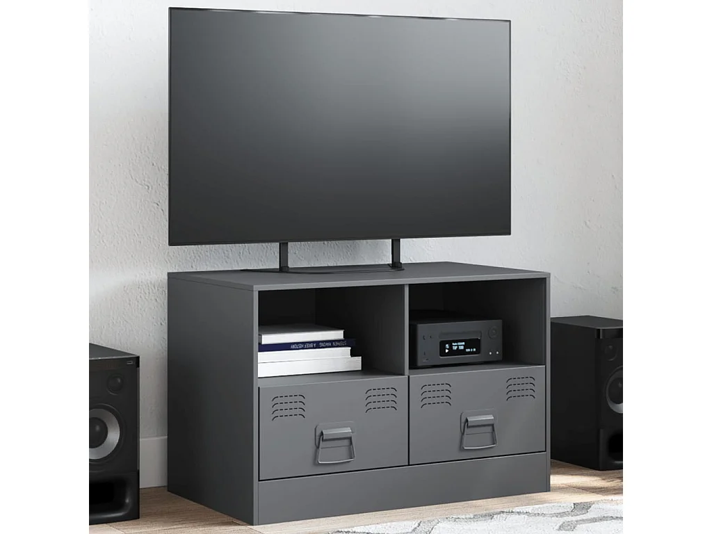 Amelie  Mueble para TV de acero gris antracita 67x39x44 cm