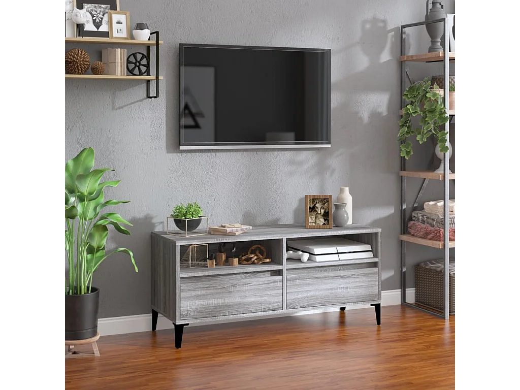 Simon-Pierre  Mueble de TV madera contrachapada gris Sonoma 100x34,5x44,5 cm
