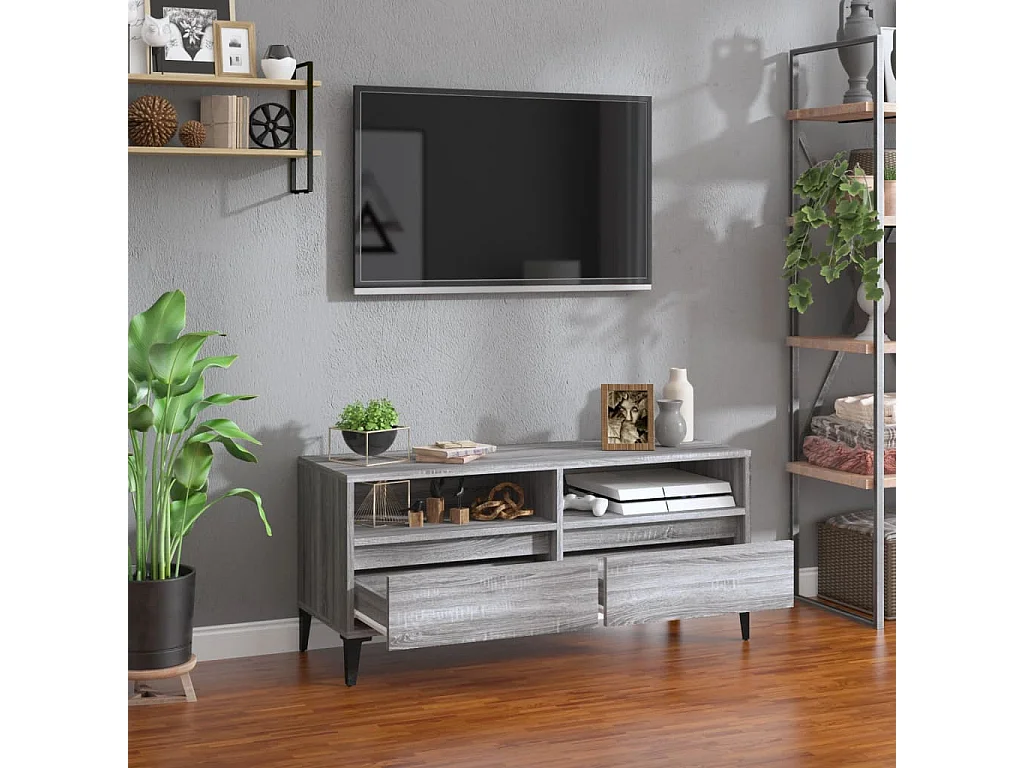 Simon-Pierre  Mueble de TV madera contrachapada gris Sonoma 100x34,5x44,5 cm