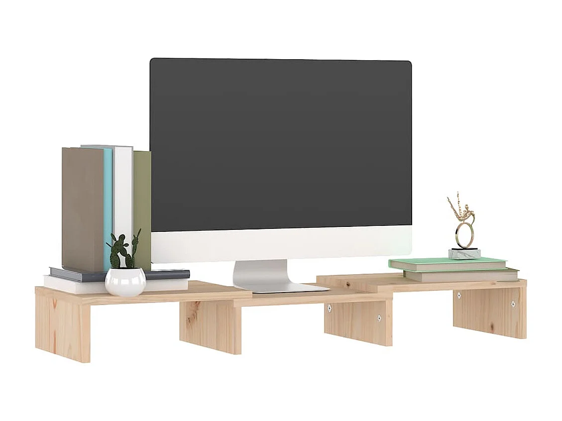 Prolenta Premium -  Monitorstandaard 60x24x10,5 cm massief grenenhout