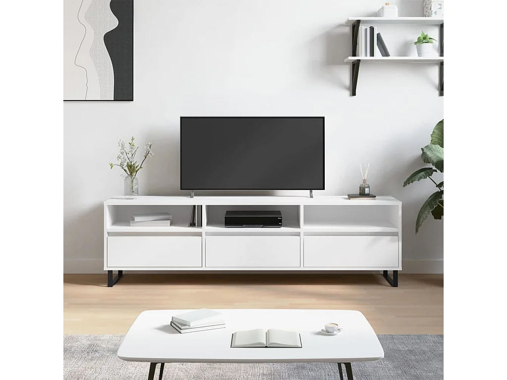 Hørning  Meuble TV blanc 150x30x44,5 cm bois d'ingénierie