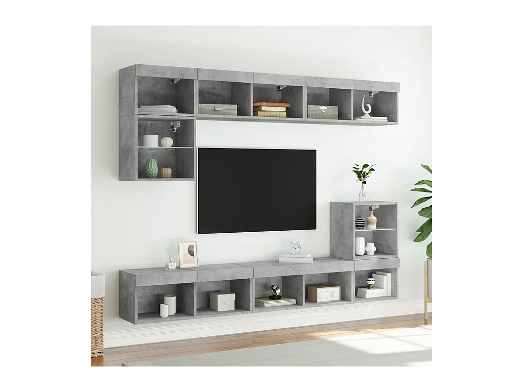 Mano  Meubles TV avec lumières LED 2 pcs gris béton 80x30x30 cm