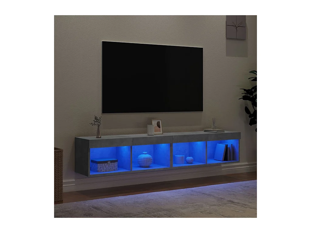 Mano  Meubles TV avec lumières LED 2 pcs gris béton 80x30x30 cm