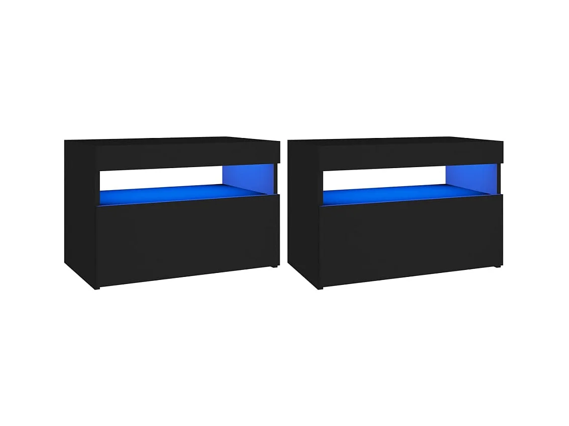 Ilion  Meubles TV avec lumières LED 2 pcs Noir 60x35x40 cm