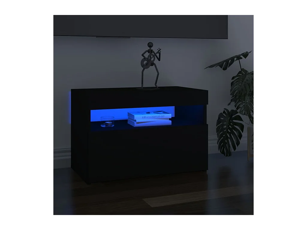 Ilion  Meubles TV avec lumières LED 2 pcs Noir 60x35x40 cm