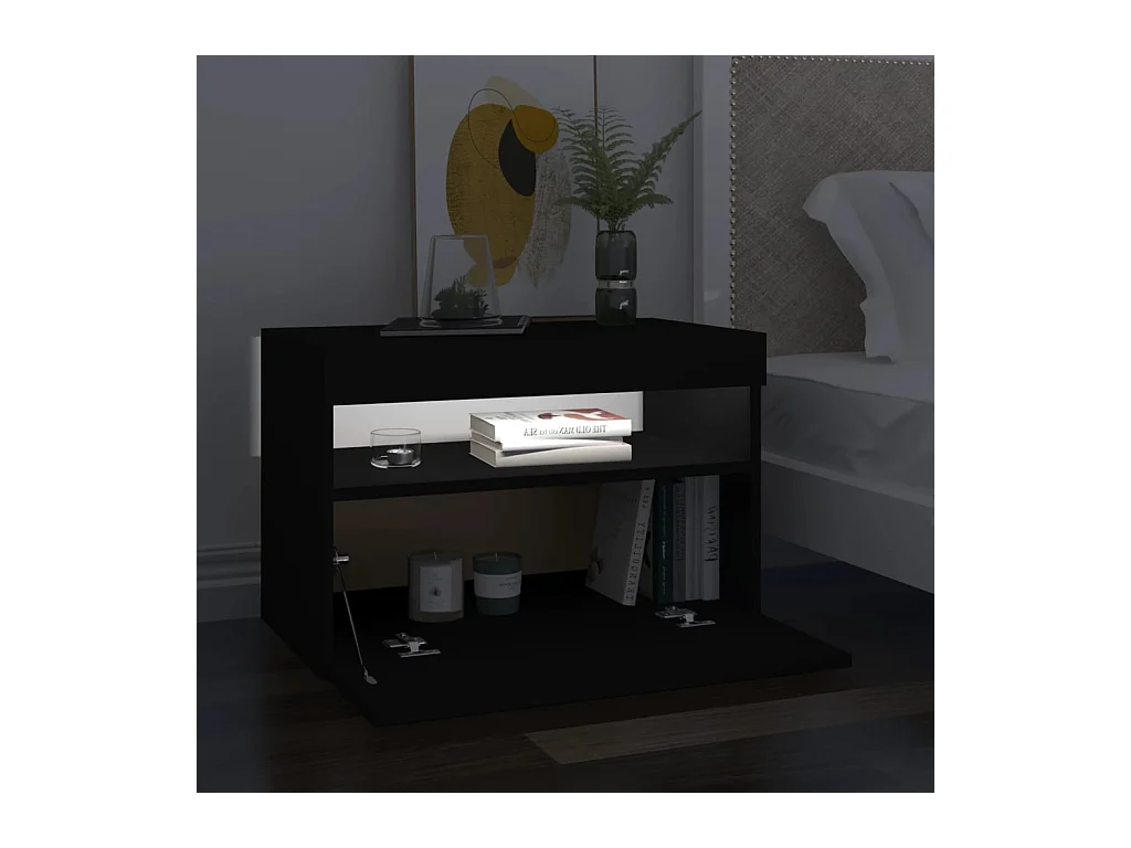 Ilion  Meubles TV avec lumières LED 2 pcs Noir 60x35x40 cm