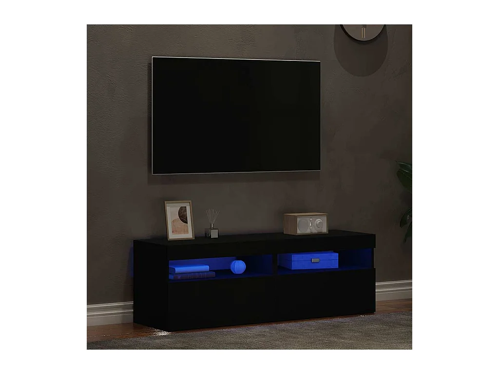 Ilion  Meubles TV avec lumières LED 2 pcs Noir 60x35x40 cm