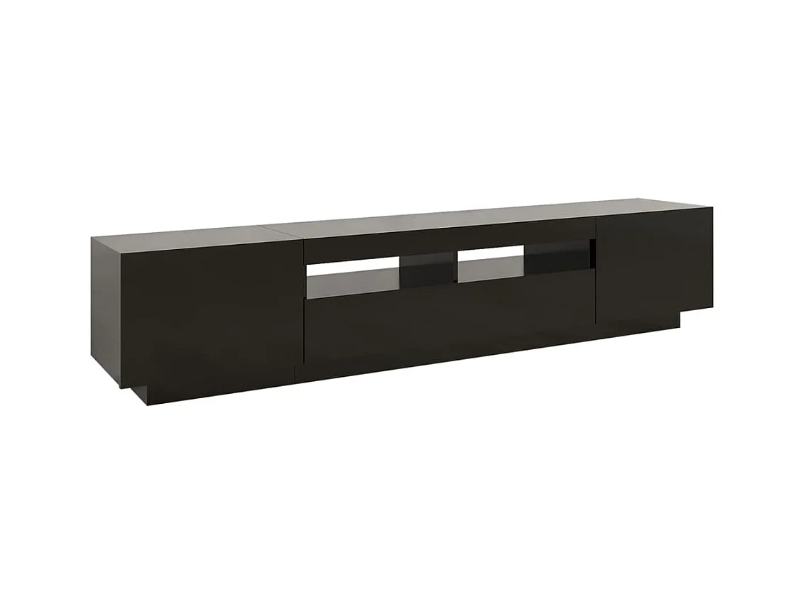Havva  Meuble TV avec lumières LED Noir 200x35x40 cm