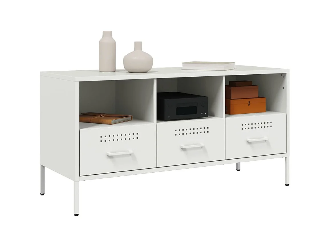 Gryln  Meuble TV blanc 100,5x39x50,5 cm acier