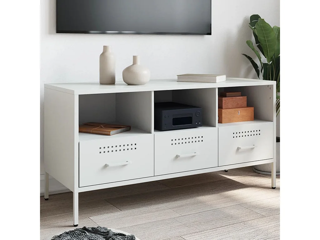 Gryln  Tv-meubel 100,5x39x50,5 cm staal wit