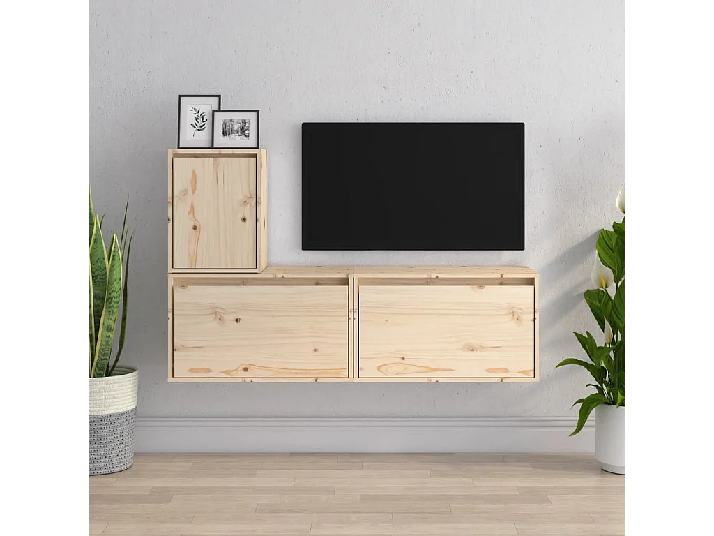 Paul-Francis-Louis  Meubles TV 3 pcs Bois massif de pin