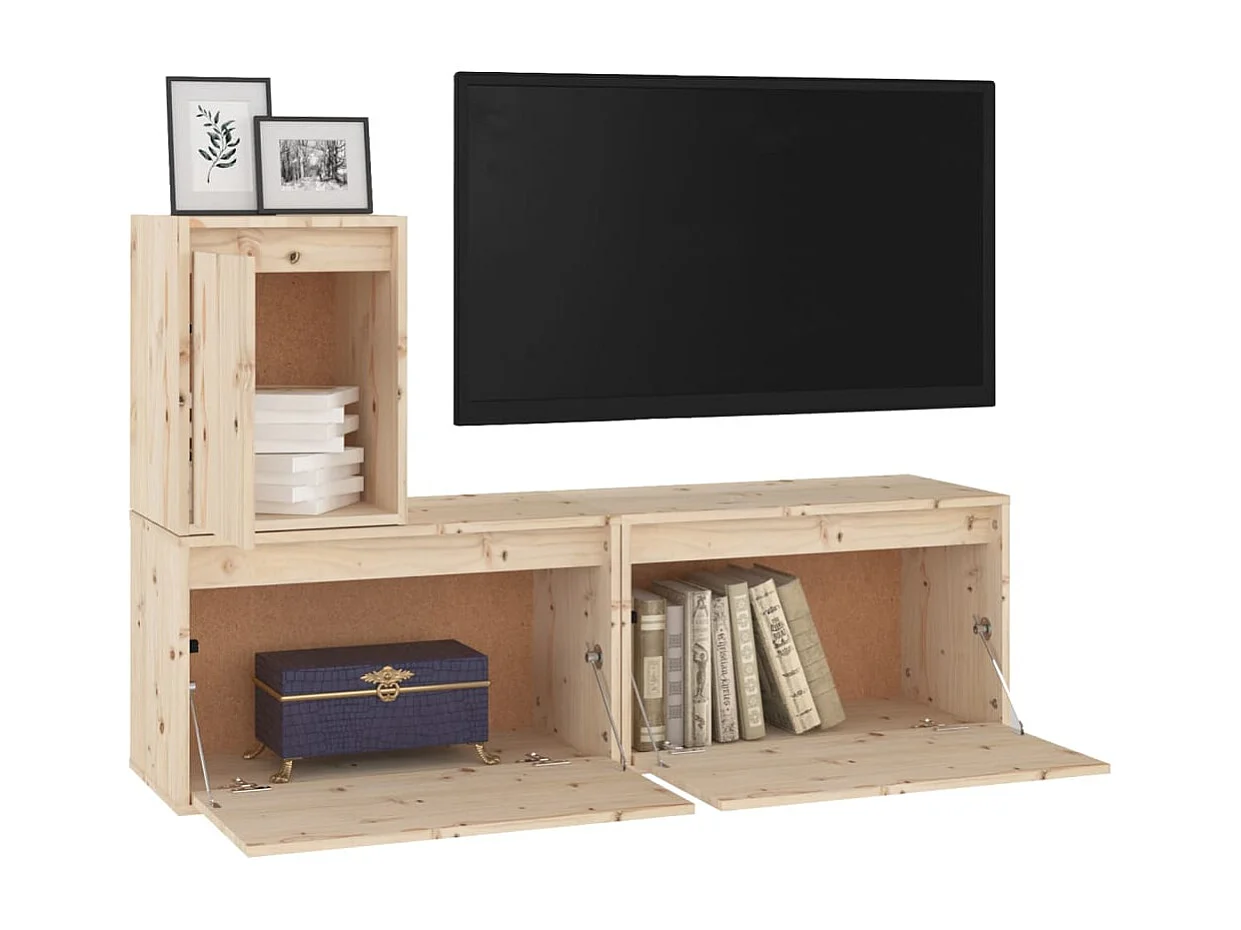 Paul-Francis-Louis  Meubles TV 3 pcs Bois massif de pin