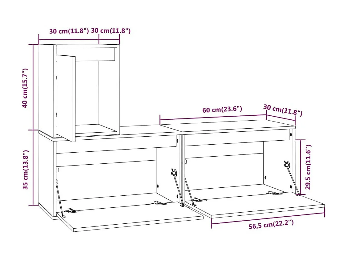 Paul-Francis-Louis  Meubles TV 3 pcs Bois massif de pin