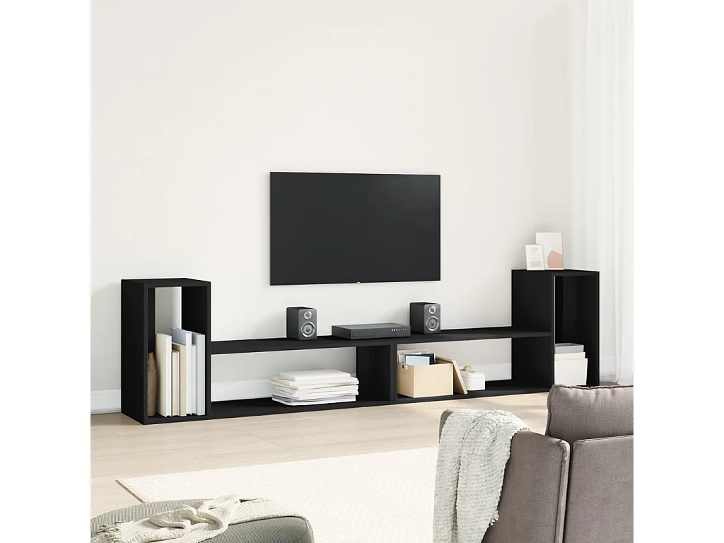 Dunmore  Meubles TV 2 pcs noir 100x30x50 cm bois d'ingénierie