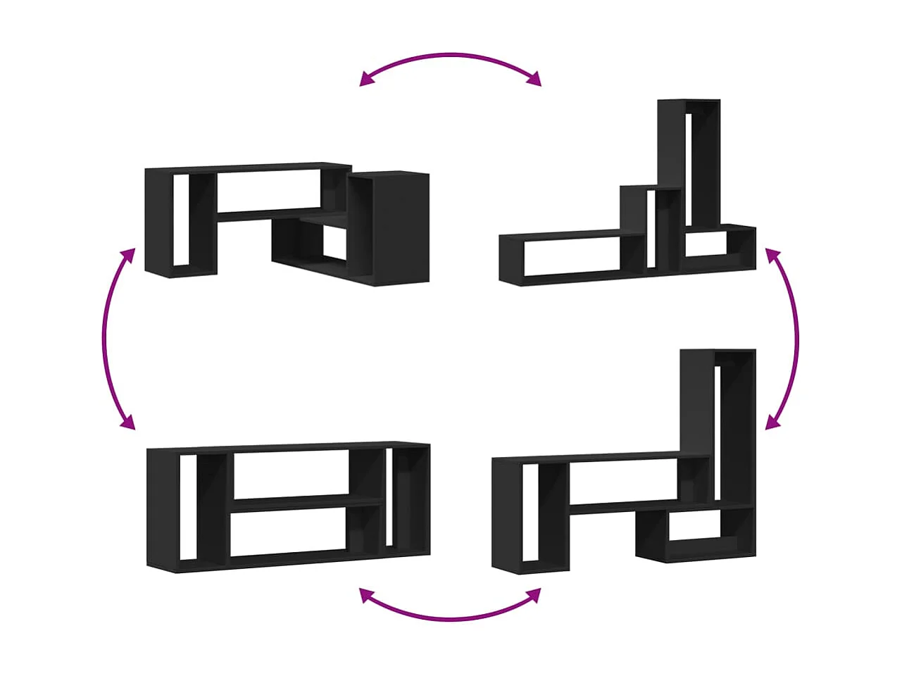 Dunmore  Meubles TV 2 pcs noir 100x30x50 cm bois d'ingénierie