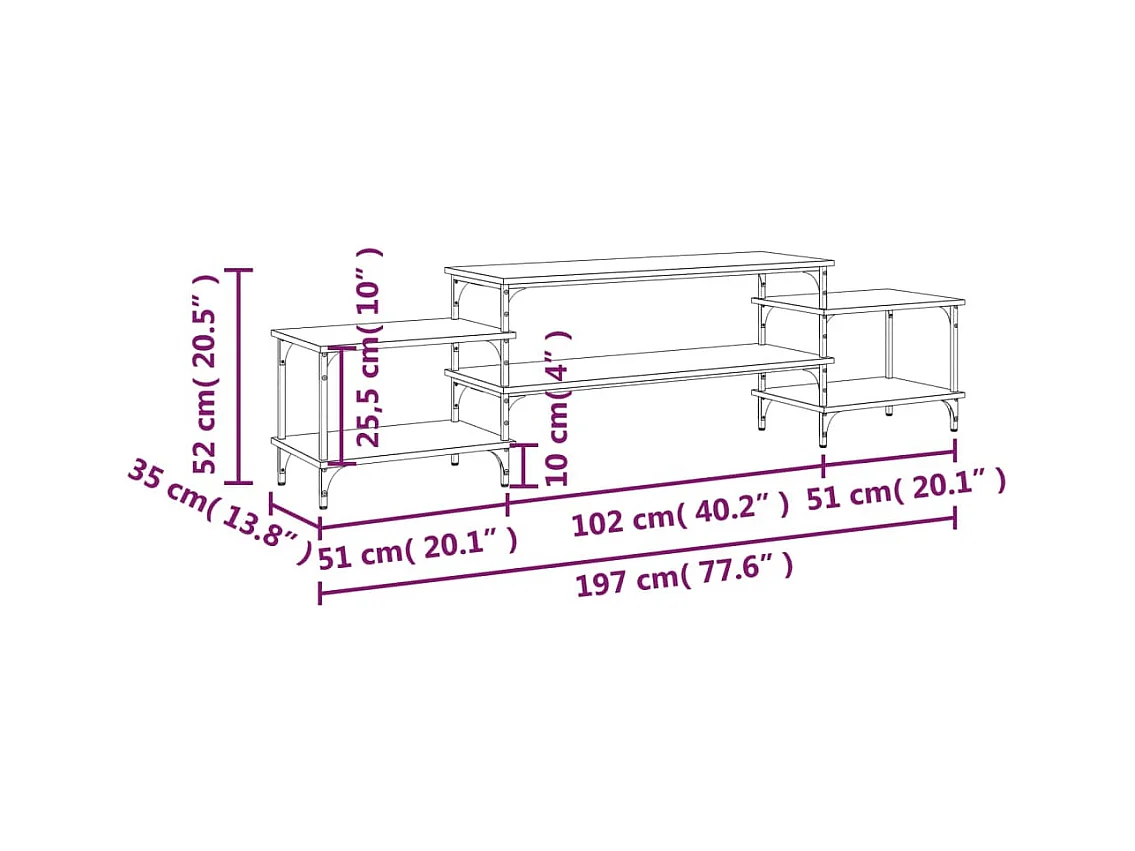 Rebecq  Tv-meubel 197x35x52 cm bewerkt hout zwart