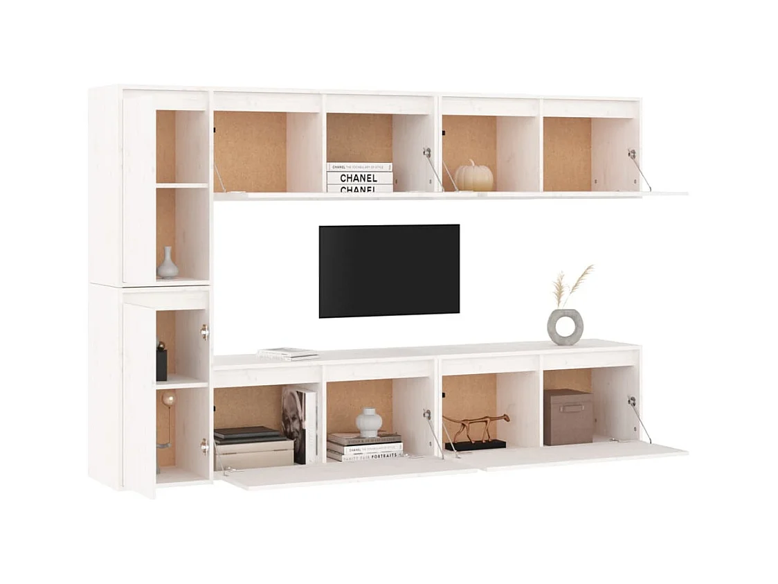 Taylor Anne  Meubles TV 6 pcs Blanc Bois massif de pin