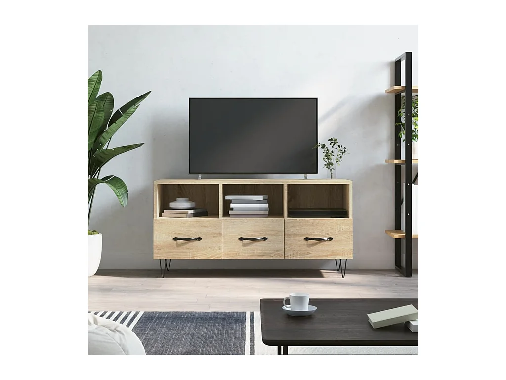 Juana Fernanda  Meuble TV chêne sonoma 102x36x50 cm bois d'ingénierie