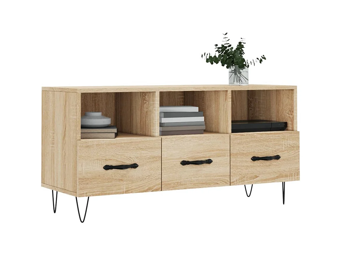 Juana Fernanda  Meuble TV chêne sonoma 102x36x50 cm bois d'ingénierie