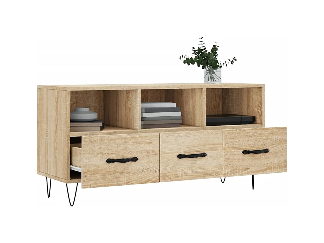 Juana Fernanda  Meuble TV chêne sonoma 102x36x50 cm bois d'ingénierie