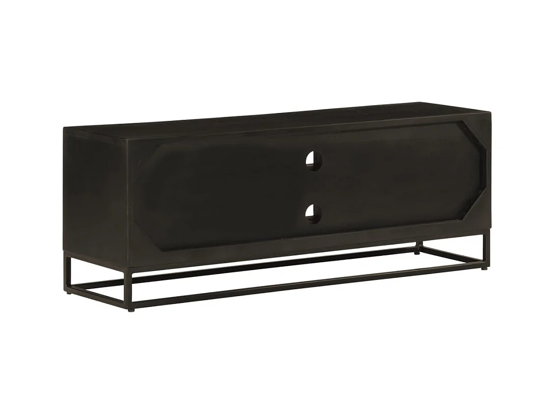 Garden Furniture -  Meuble TV noir 110x30x40 cm bois massif de manguier et fer