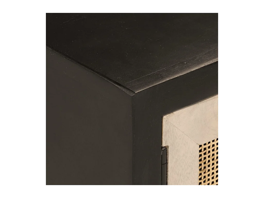 Garden Furniture -  Meuble TV noir 110x30x40 cm bois massif de manguier et fer