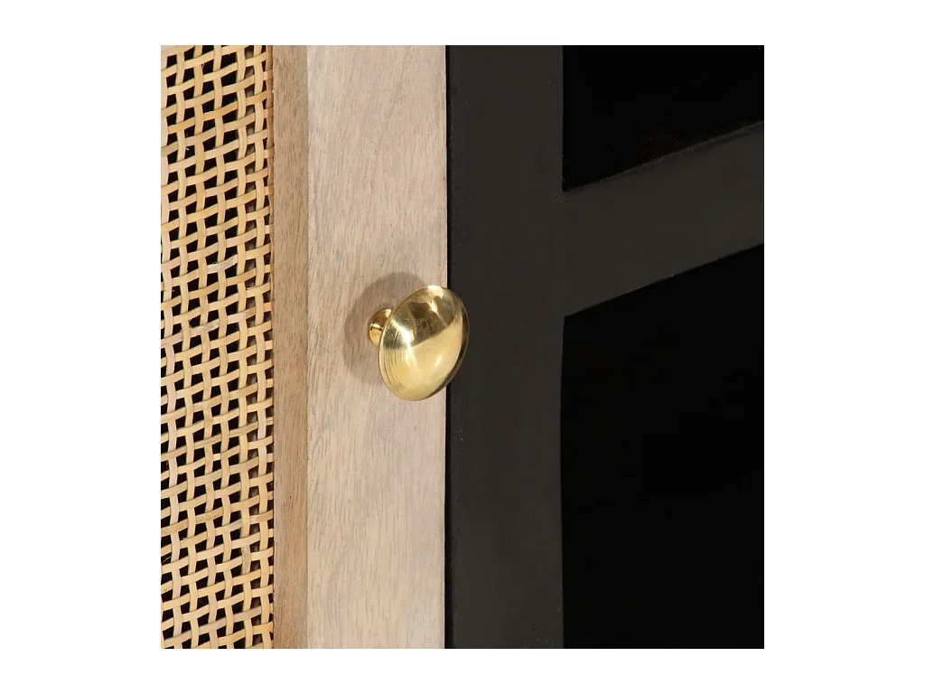 Garden Furniture -  Meuble TV noir 110x30x40 cm bois massif de manguier et fer