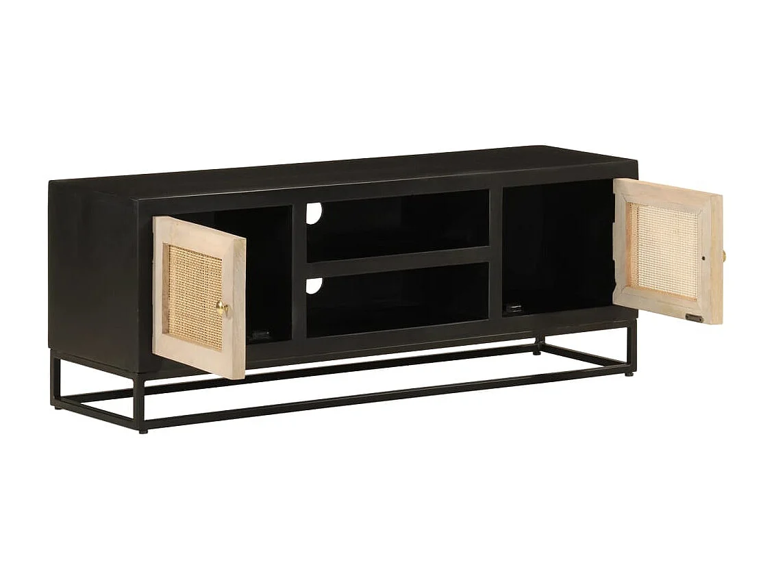 Garden Furniture -  Tv-meubel 110x30x40 cm massief mangohout en ijzer zwart