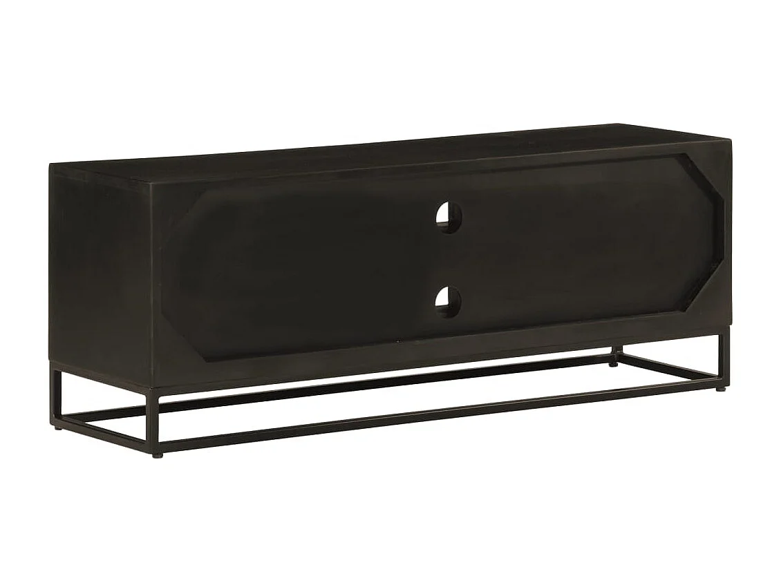 Garden Furniture -  Tv-meubel 110x30x40 cm massief mangohout en ijzer zwart
