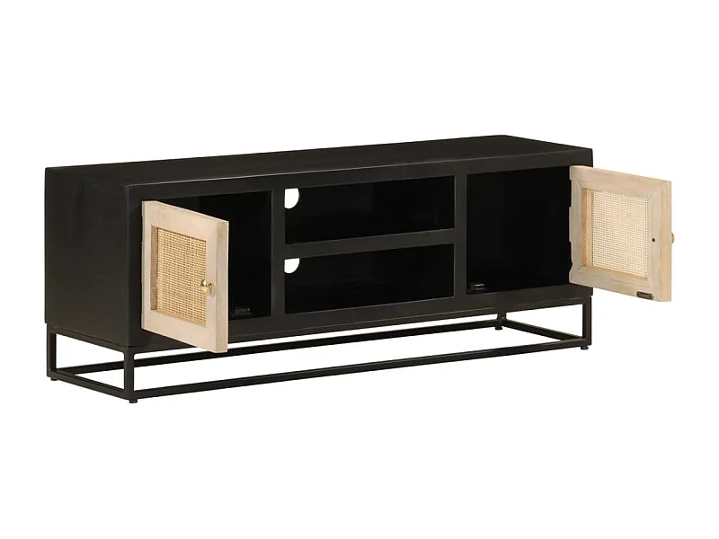 Garden Furniture -  Tv-meubel 110x30x40 cm massief mangohout en ijzer zwart