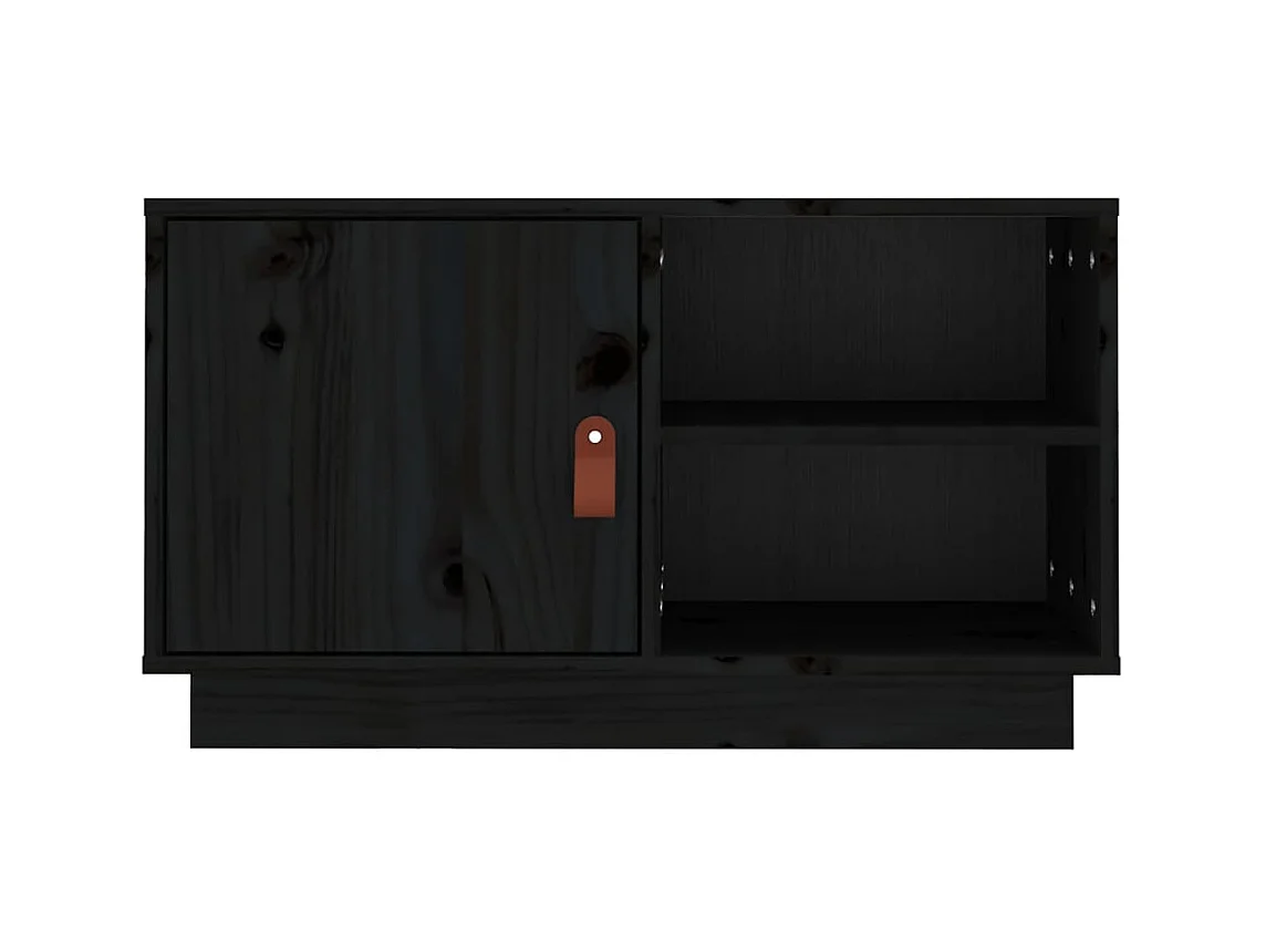 Patricia María  Mueble de TV de madera maciza de pino negro 70x34x40 cm
