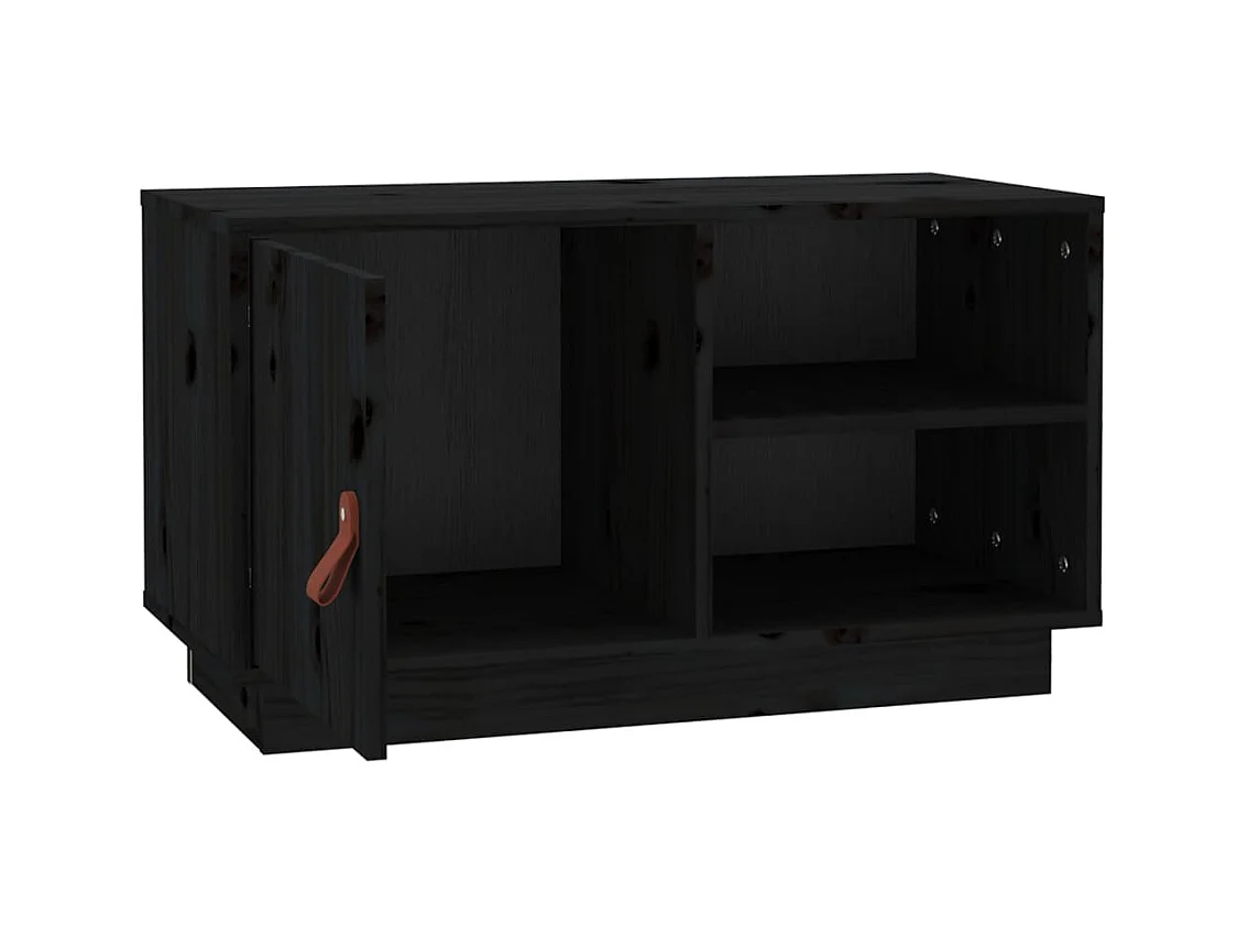 Patricia María  Mueble de TV de madera maciza de pino negro 70x34x40 cm