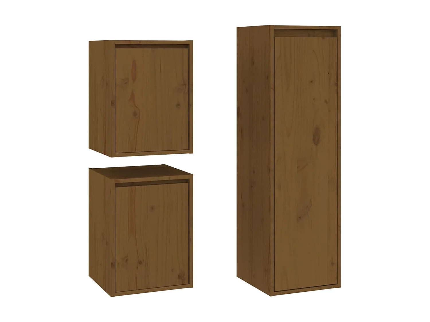 Vondal  Meubles TV 3 pcs Marron miel Bois massif de pin