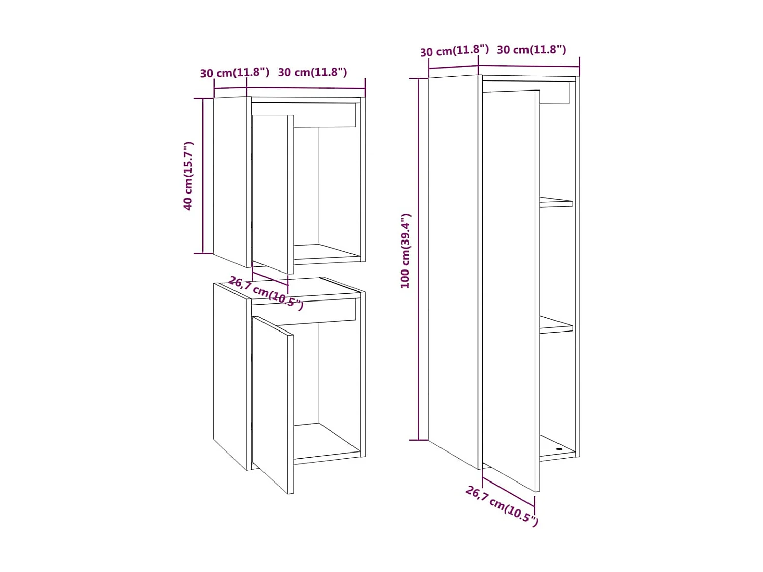 Vondal  Meubles TV 3 pcs Marron miel Bois massif de pin