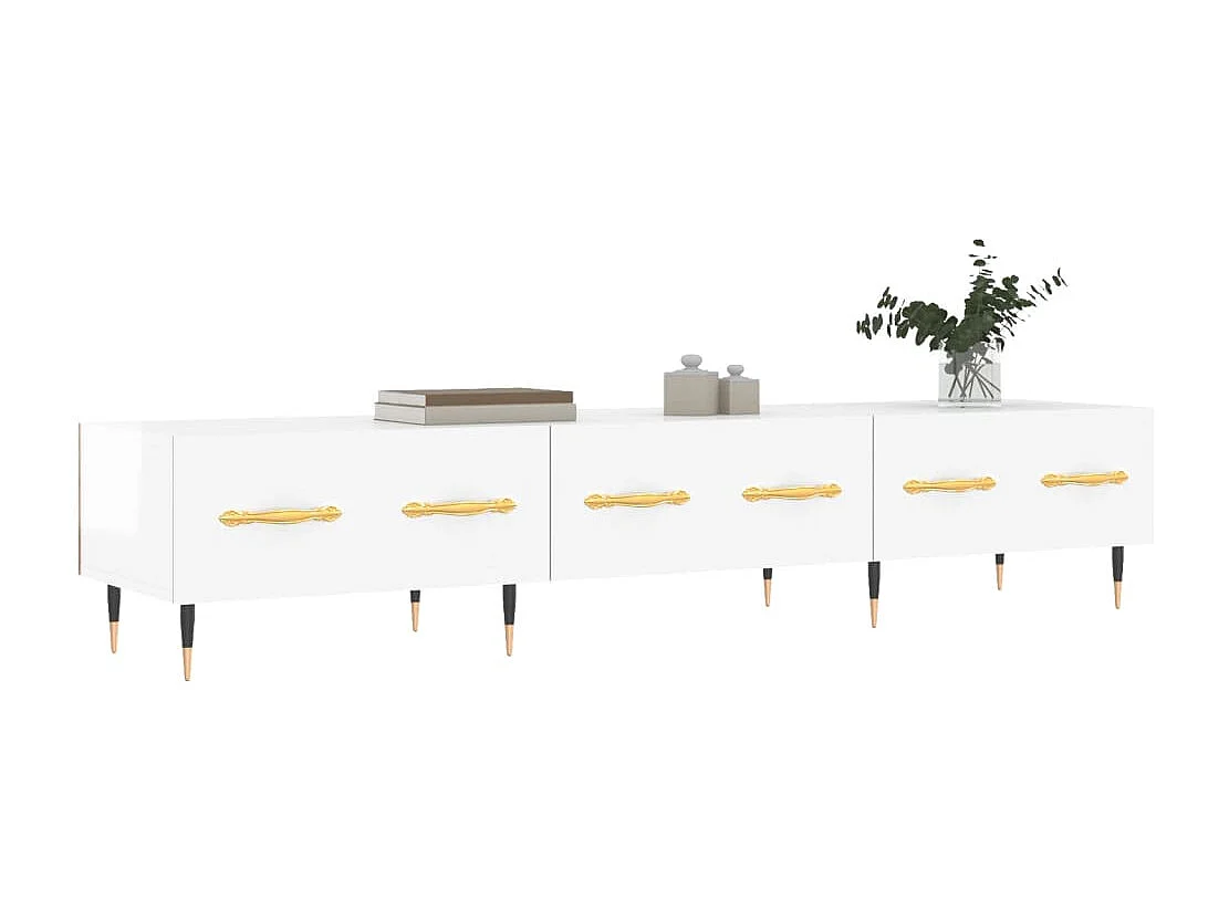 Sylvain-Paul  Meuble TV blanc brillant 150x36x30 cm bois d'ingénierie