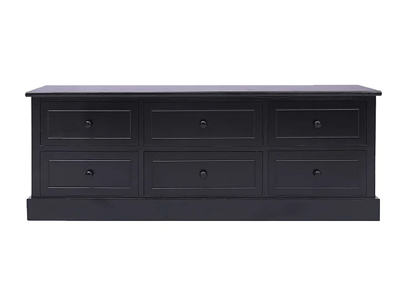 Melek  Meuble TV Noir 108x30x40 cm Bois de Paulownia solide