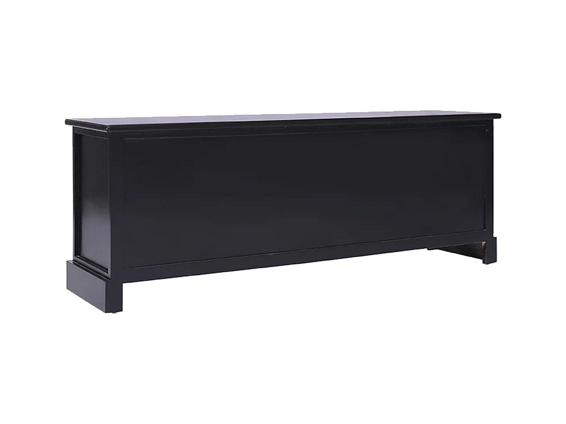 Melek  Meuble TV Noir 108x30x40 cm Bois de Paulownia solide