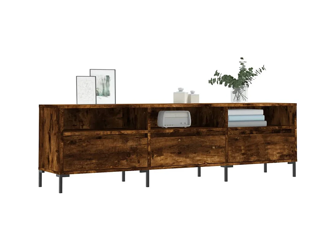 Fem  Meuble TV chêne fumé 150x30x44,5 cm bois d'ingénierie