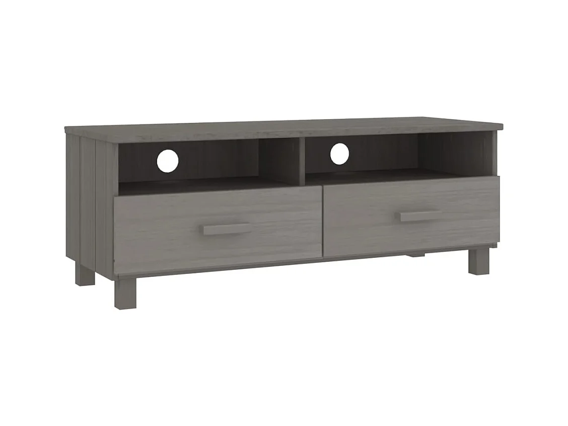 Lilia  Meuble TV HAMAR Gris clair 106x40x40 cm Bois massif de pin