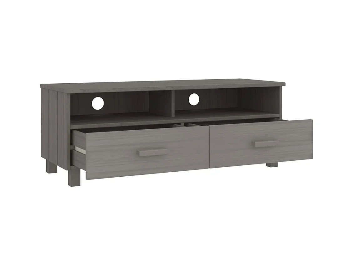 Lilia  Meuble TV HAMAR Gris clair 106x40x40 cm Bois massif de pin