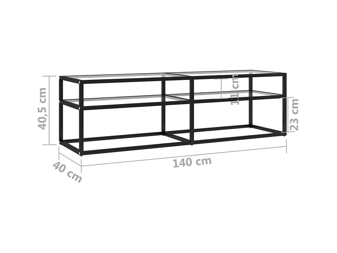 Ballypatrick  Meuble TV Transparent 140x40x40,5 cm Verre trempé