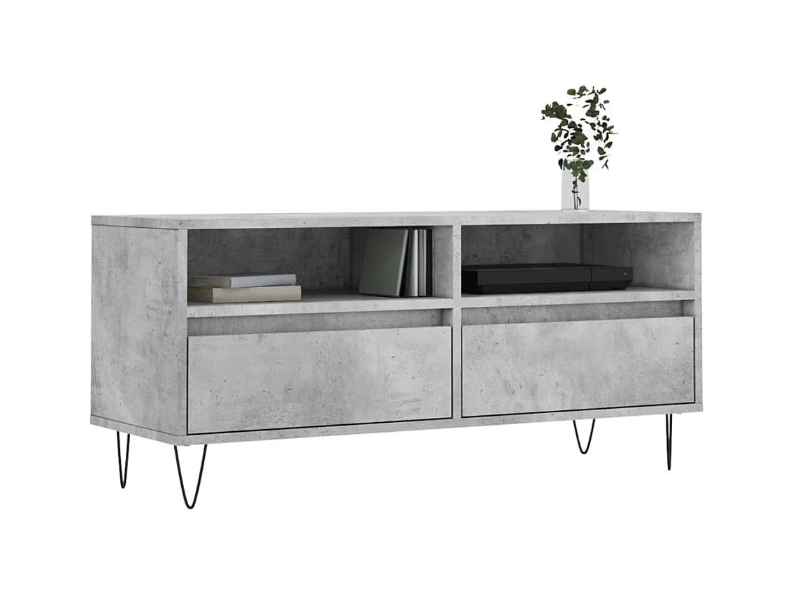 Xirin  Tv-meubel 100x34,5x44,5 cm bewerkt hout betongrijs