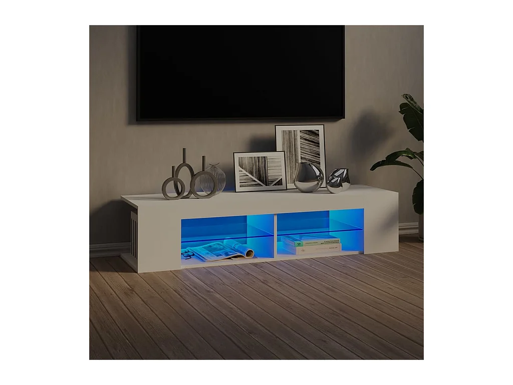 Henryetta  Meuble TV avec lumières LED blanc 135x39x30 cm