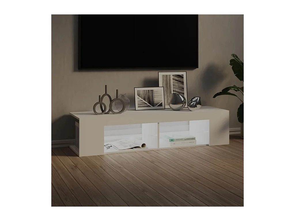 Henryetta  Meuble TV avec lumières LED blanc 135x39x30 cm