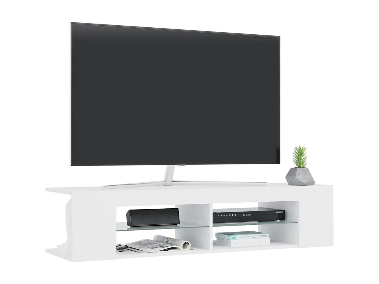 Henryetta  Meuble TV avec lumières LED blanc 135x39x30 cm